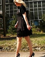 Outdoor in sheer skine tone stockings